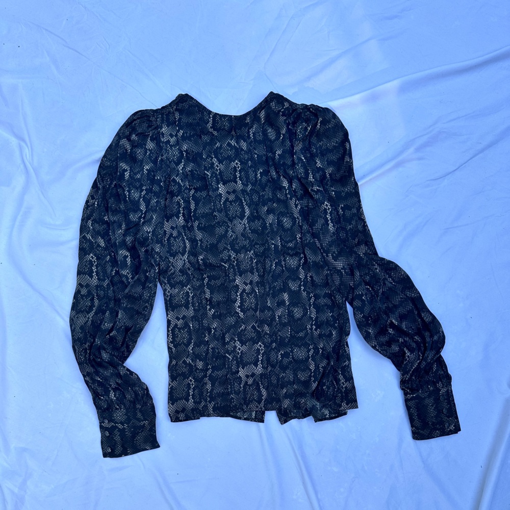 Anine Bing Monochrome Snake Print Blouse